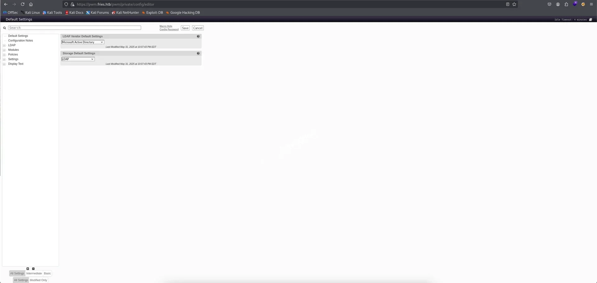 Fries Website PWM Login Success Editor