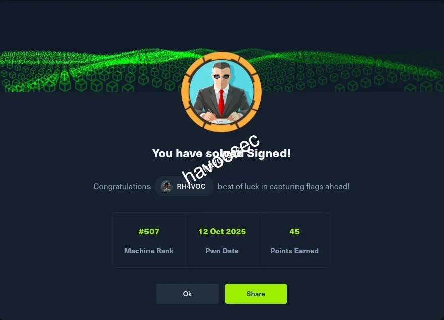 Signed Hack The Box Writeup & Walkthrough (Windows, AD CS, Certificate Abuse)